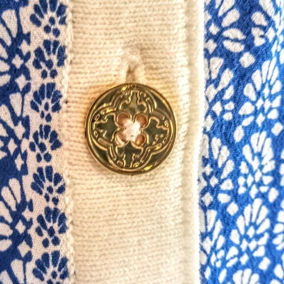 C Wonder Cream Blue Black Floral Cardigan NWOT - Picture 3 of 5